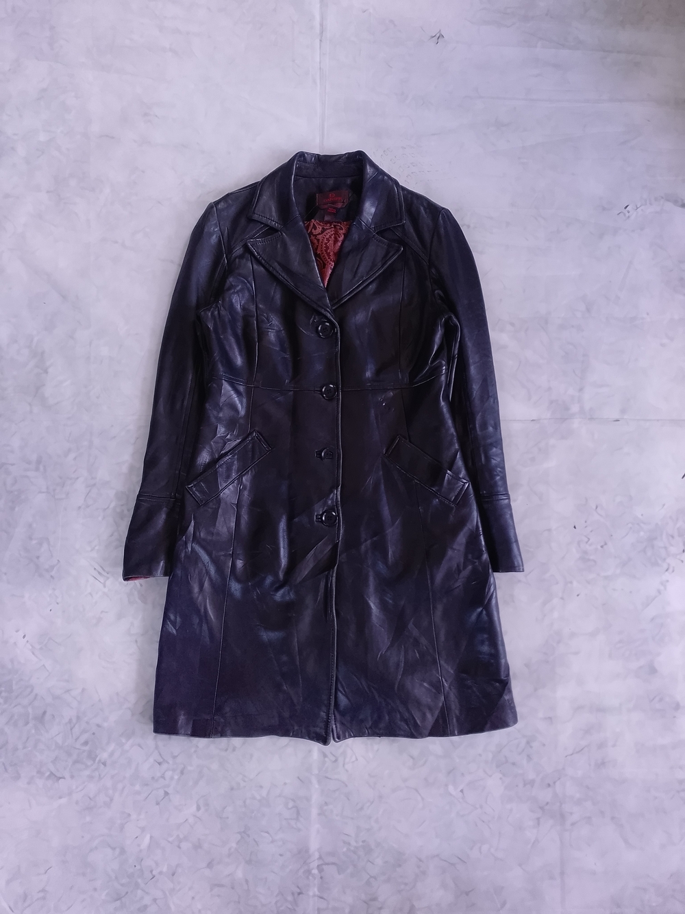 Danier Women's Black Italian Leather Button-Front Coat
